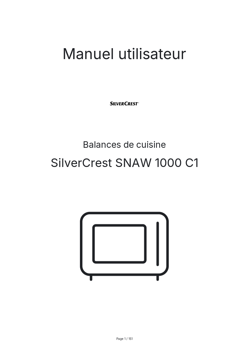 Page n°1 - Manuel utilisateur SilverCrest SNAW 1000 C1