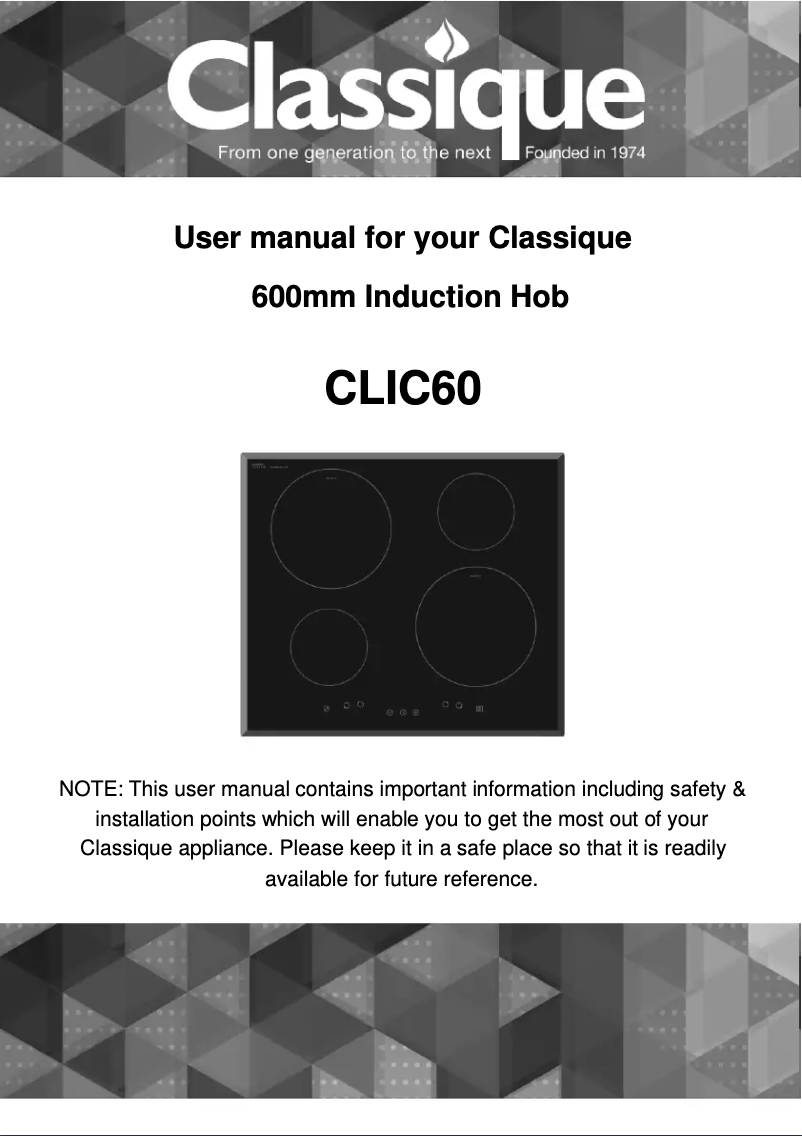 Page 1 de la notice Manuel utilisateur Classique CLIC60