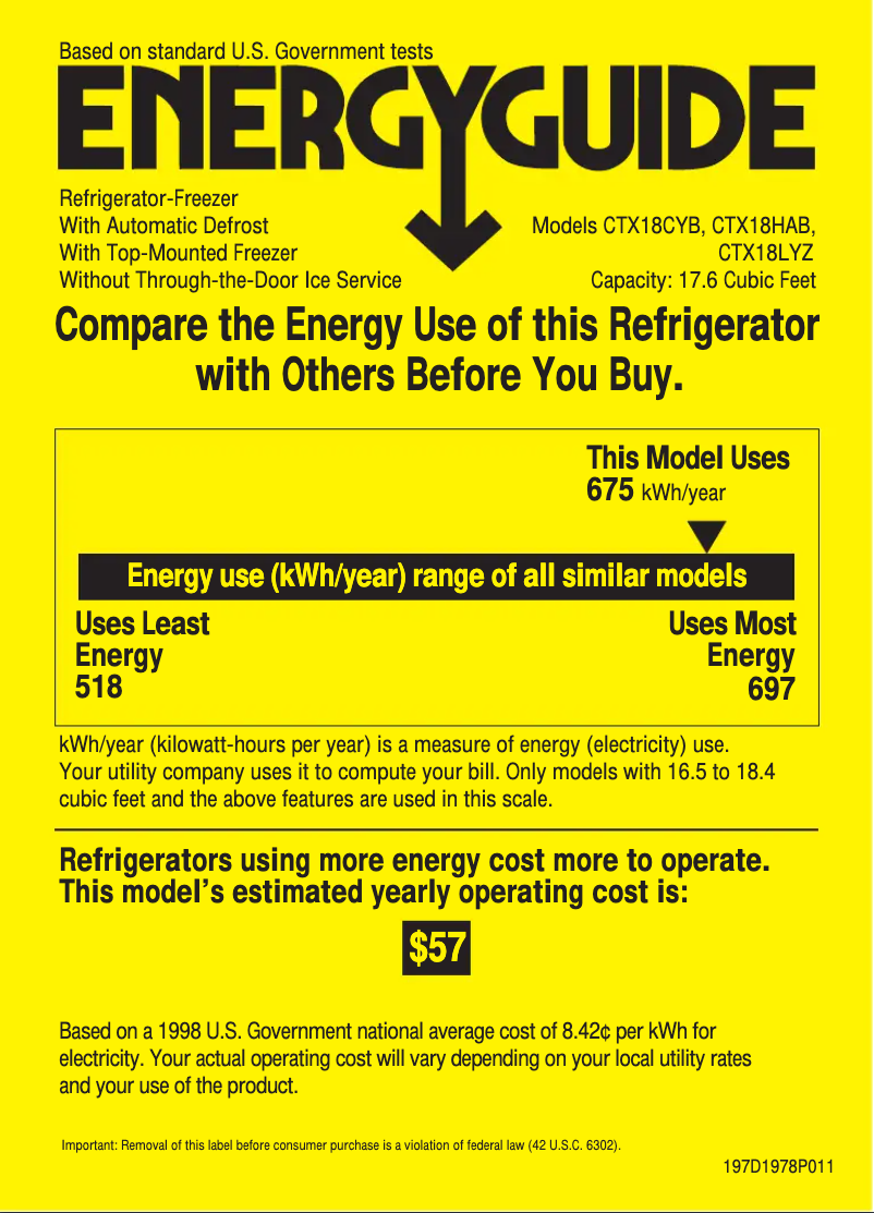 Page n°1 - Label énergétique Hotpoint CTX18LYZRWH