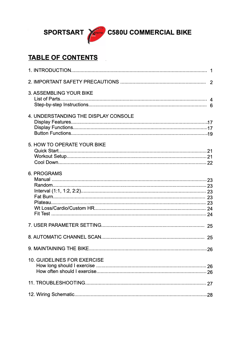 Página 1 del manual Manual de usuario SportsArt C580U