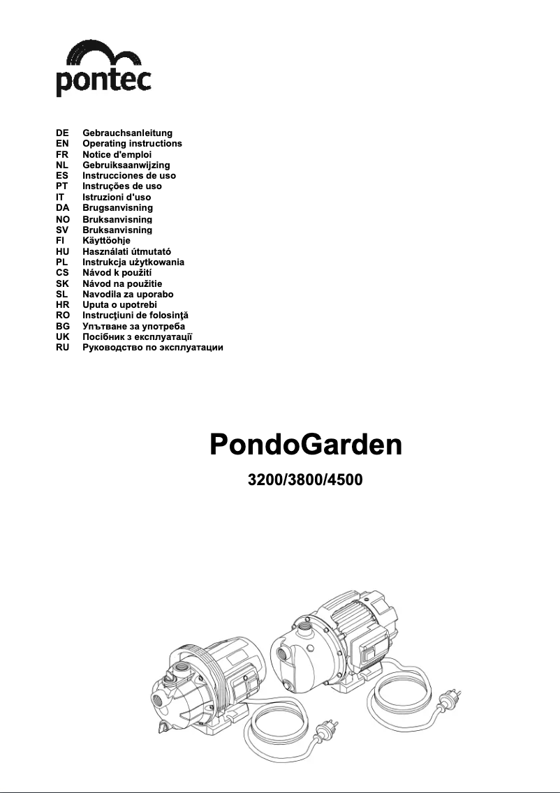 Page n°1 - Manuel utilisateur Pontec PondoGarden 3800