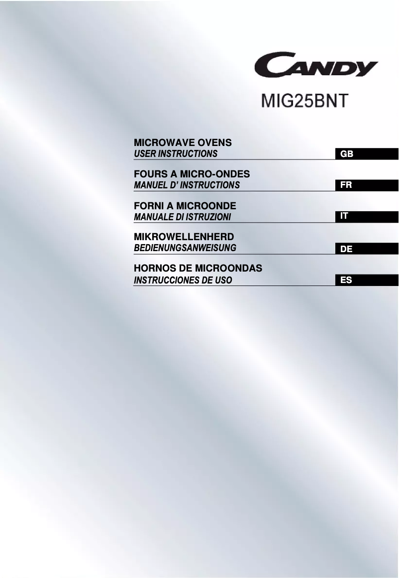 Page n°1 - Manuel utilisateur Candy MIG25BNT