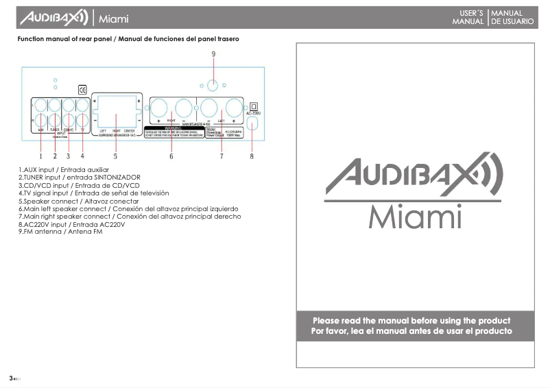 Page 1 de la notice Manuel utilisateur Audibax Miami
