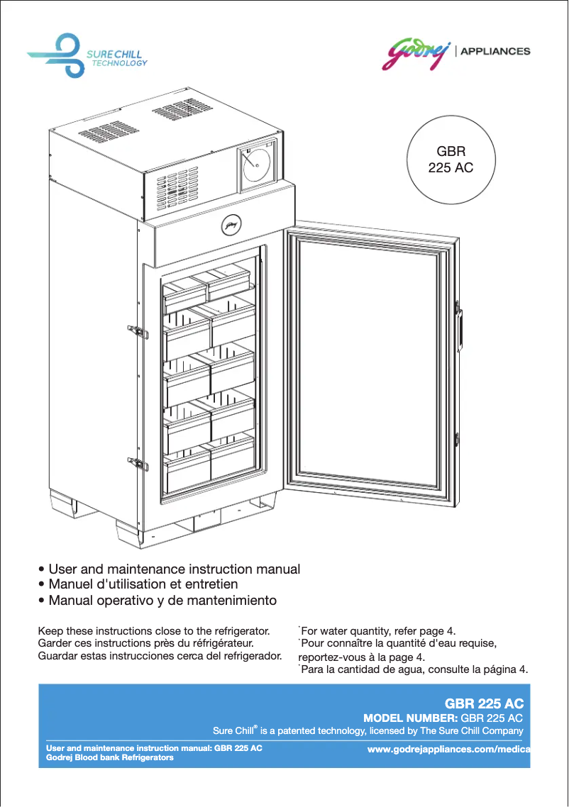 Page n°1 - Manuel utilisateur Godrej GBR 225 AC