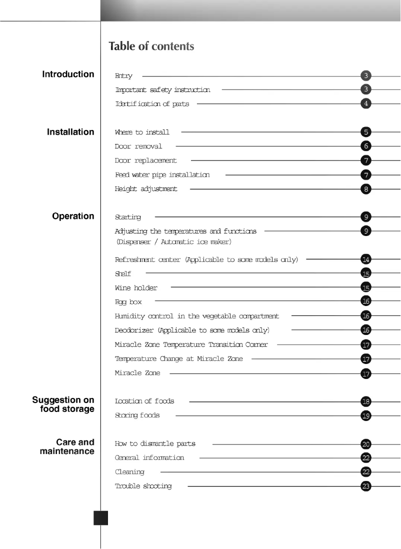 Image de la première page du manuel de l'appareil GR-P207FBB