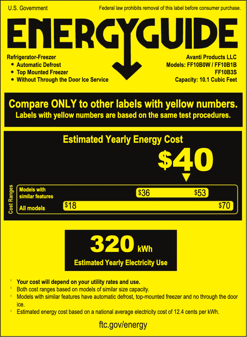 Page 1 de la notice Label énergétique Magic Cool MCR10WI