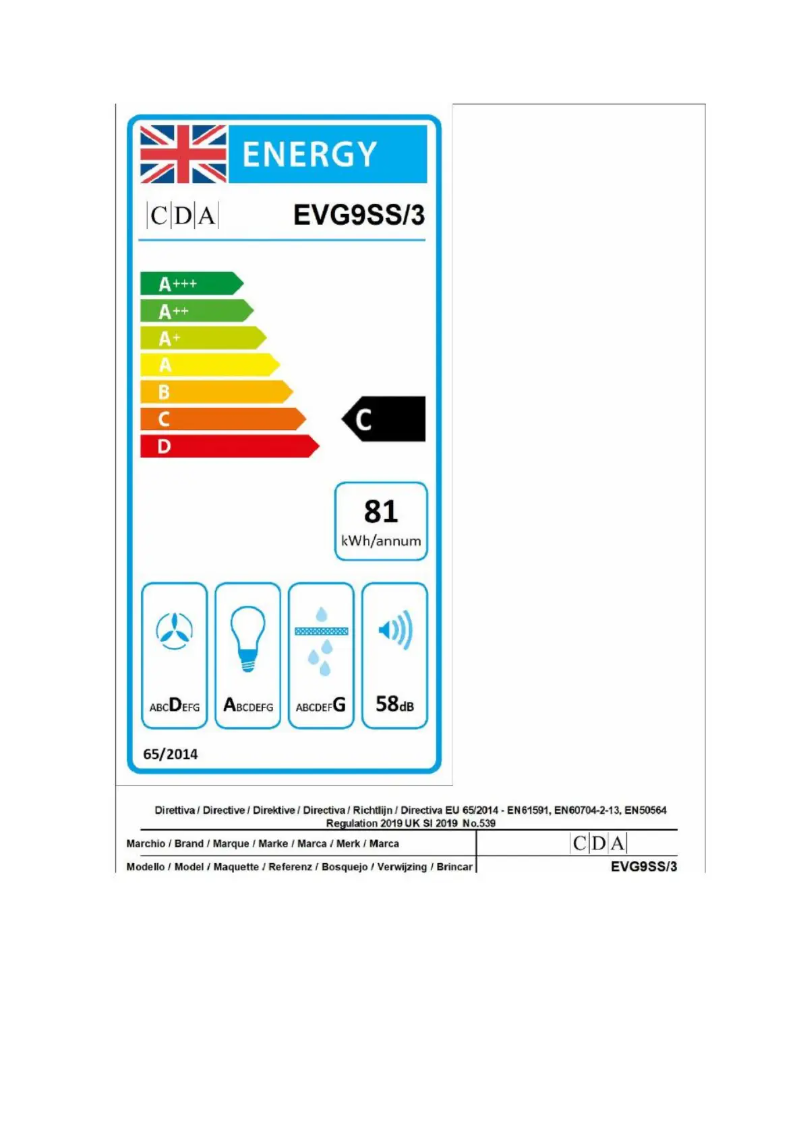 Page n°1 - Label énergétique CDA EVG9SS