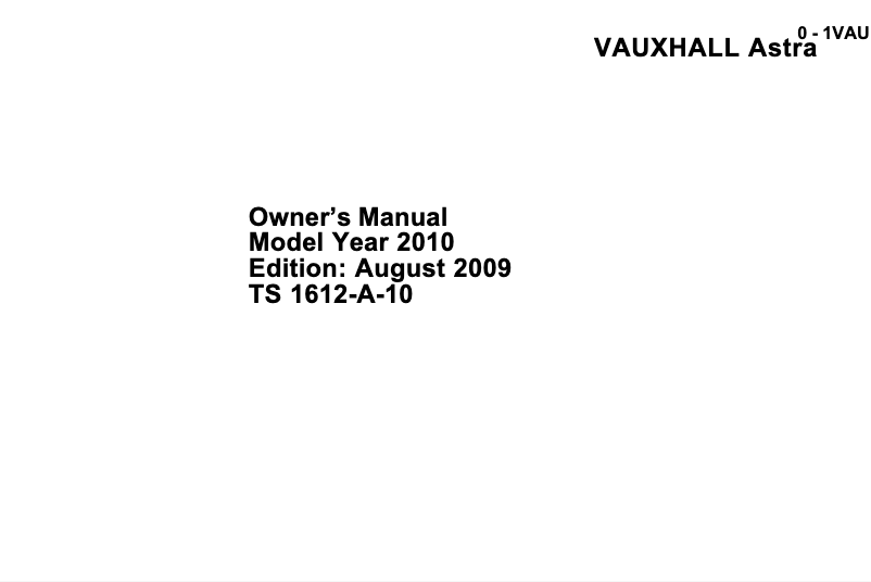 First page image of the manual for Astra (2008)