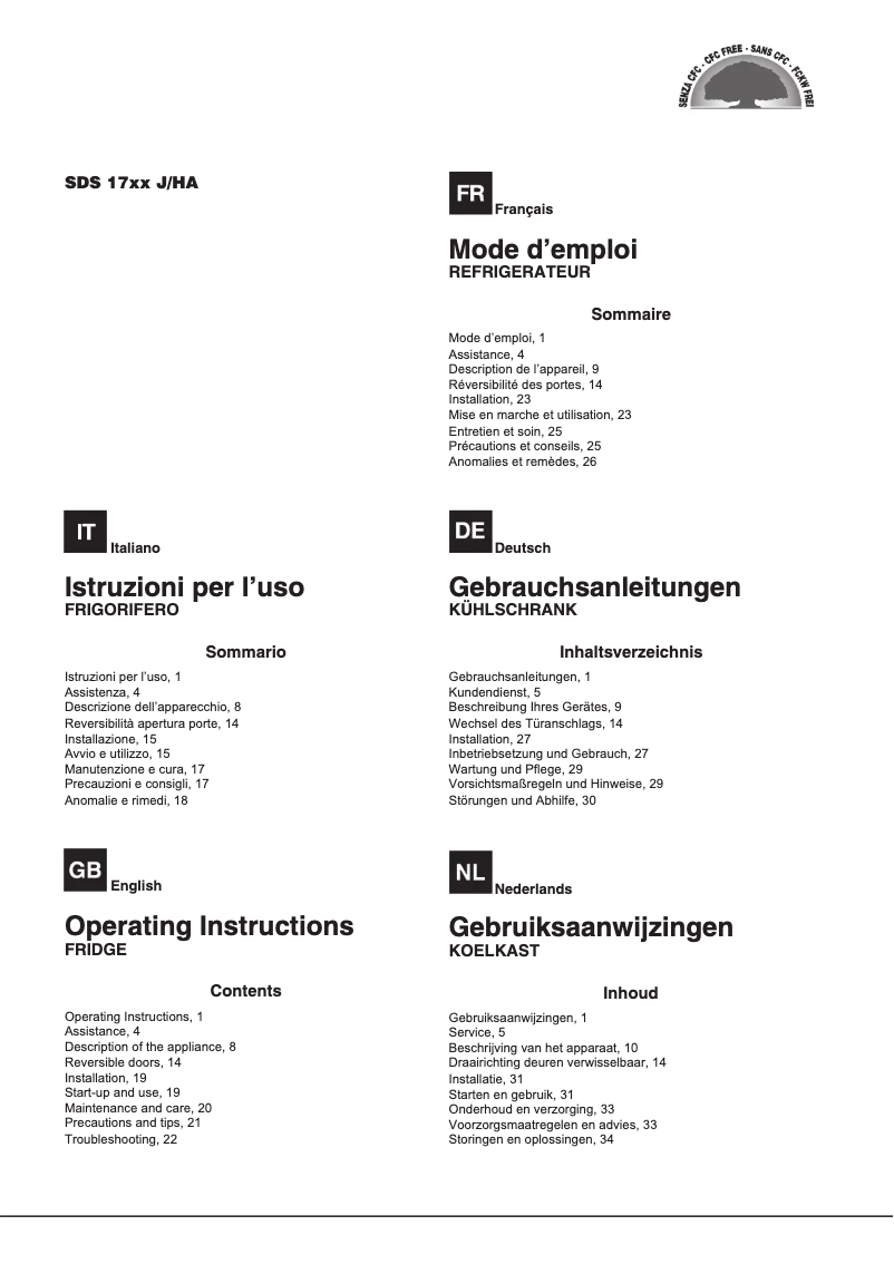 Page 1 de la notice Manuel utilisateur Hotpoint Ariston SDS 1722 J/HA