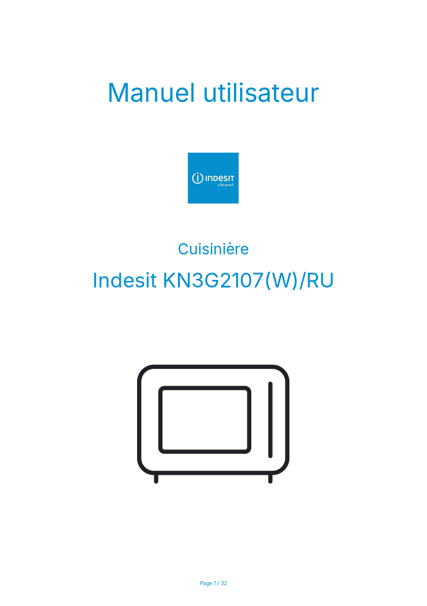 Page n°1 - Manuel utilisateur Indesit KN3G2107(W)/RU