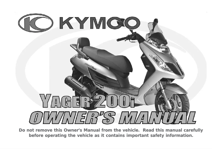 Page 1 de la notice Manuel utilisateur Kymco Yager 200i