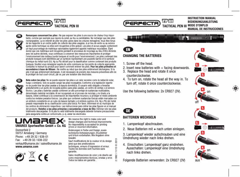 Página 1 del manual Manual de usuario Perfecta Tactical Pen III