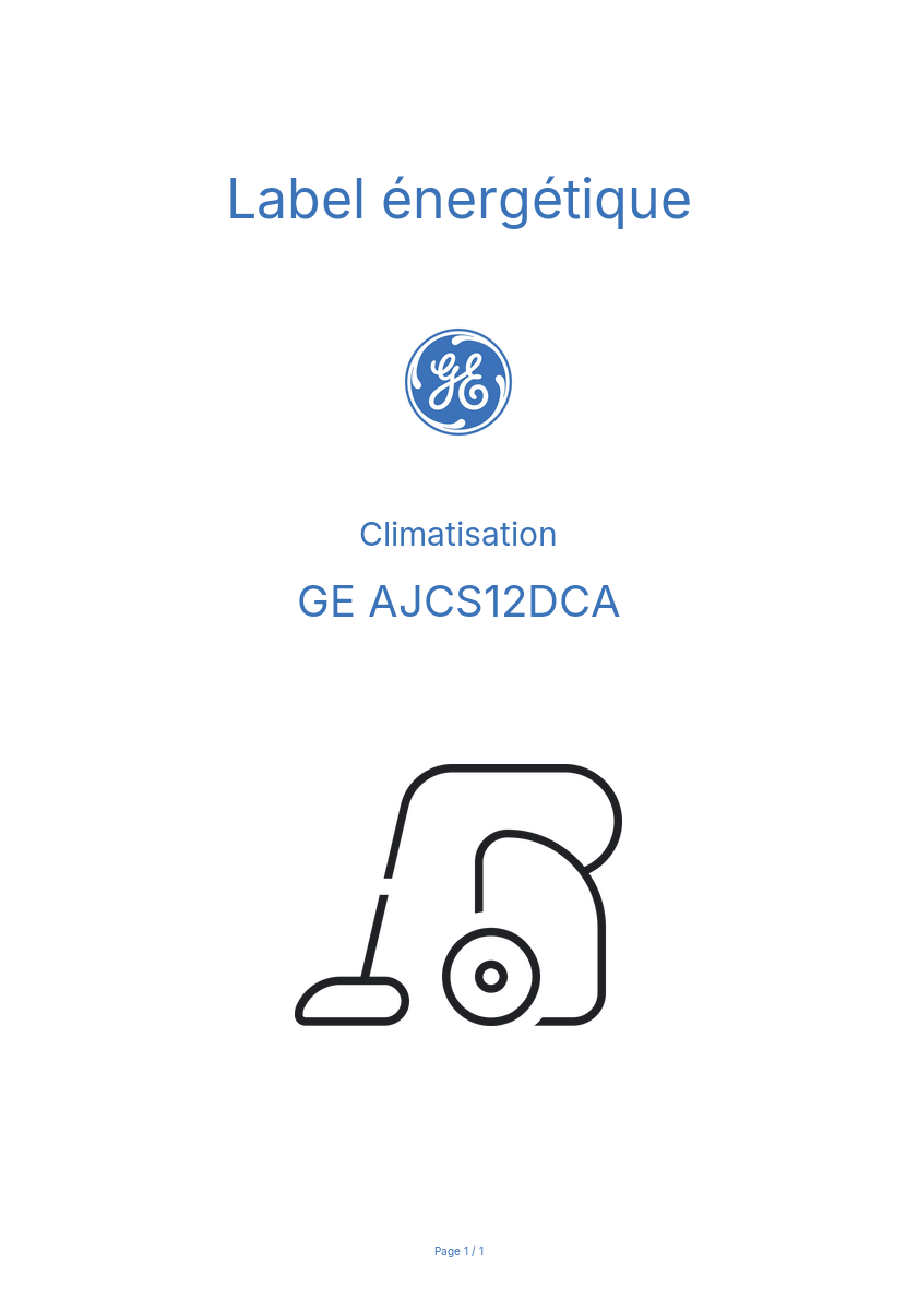 Page n°1 - Label énergétique GE AJCS12DCA
