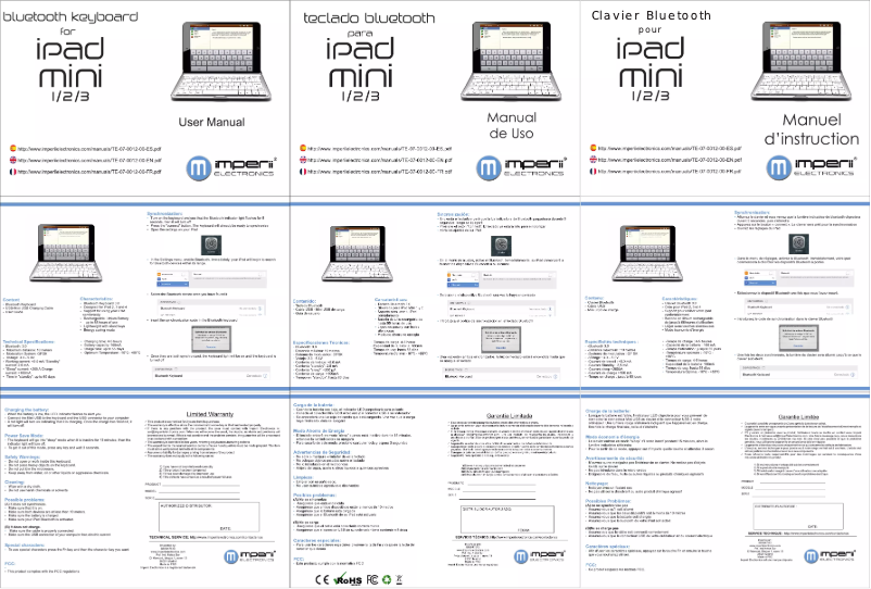Page 1 de la notice Manuel utilisateur Imperii Electronics TE.07.0012.00