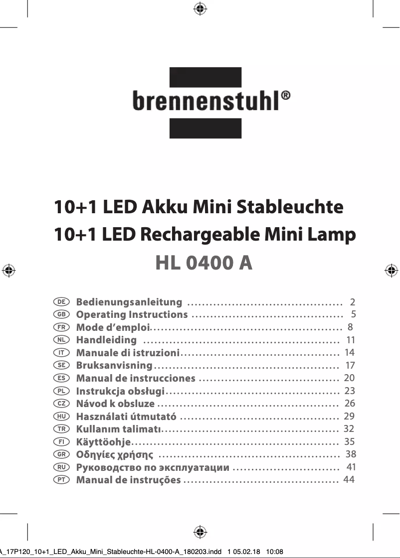 Image de la première page du manuel de l'appareil HL 0400 A