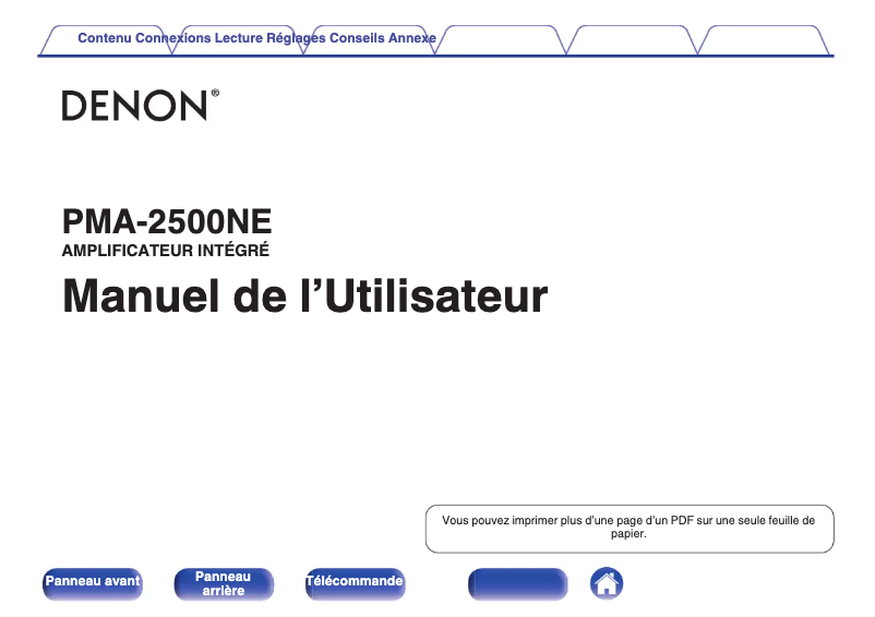 Page n°1 - Manuel utilisateur Denon PMA-2500NE