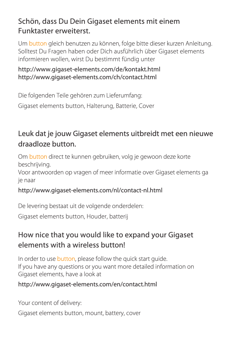 Image de la première page du manuel de l'appareil Elements Button