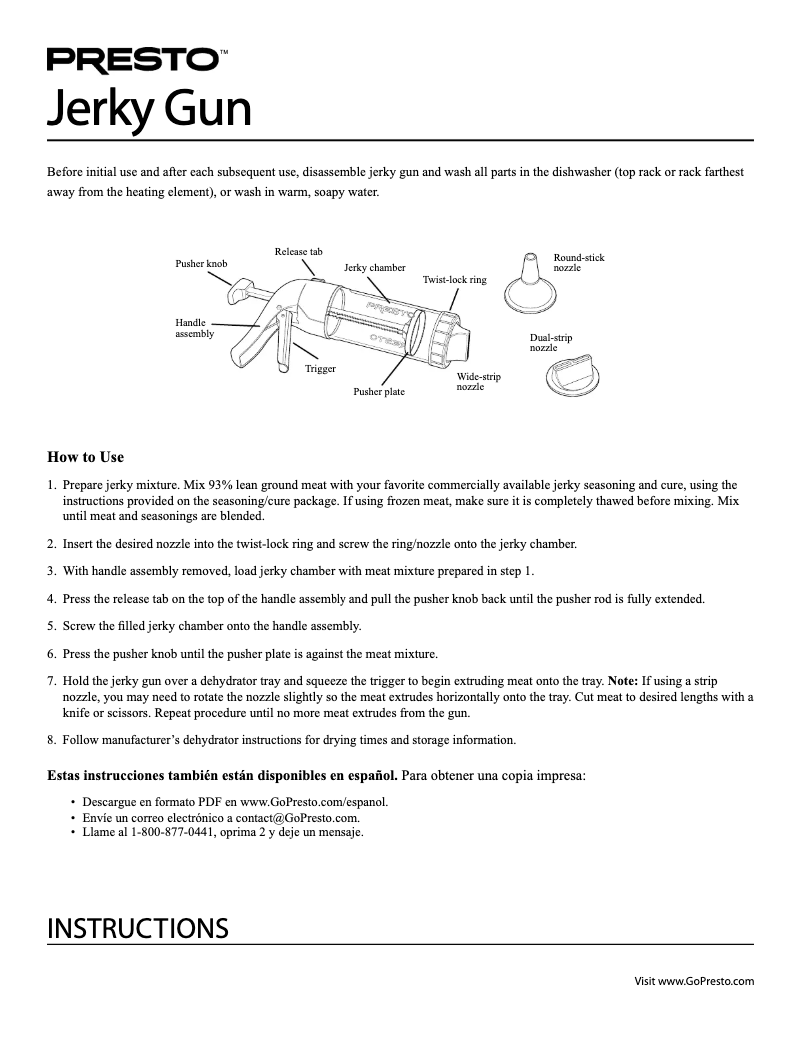 Page 1 de la notice Manuel utilisateur Presto 08632