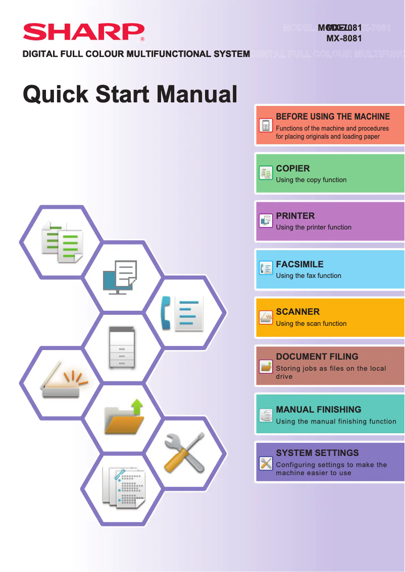Page 1 de la notice Guide de démarrage rapide Sharp MX-8081