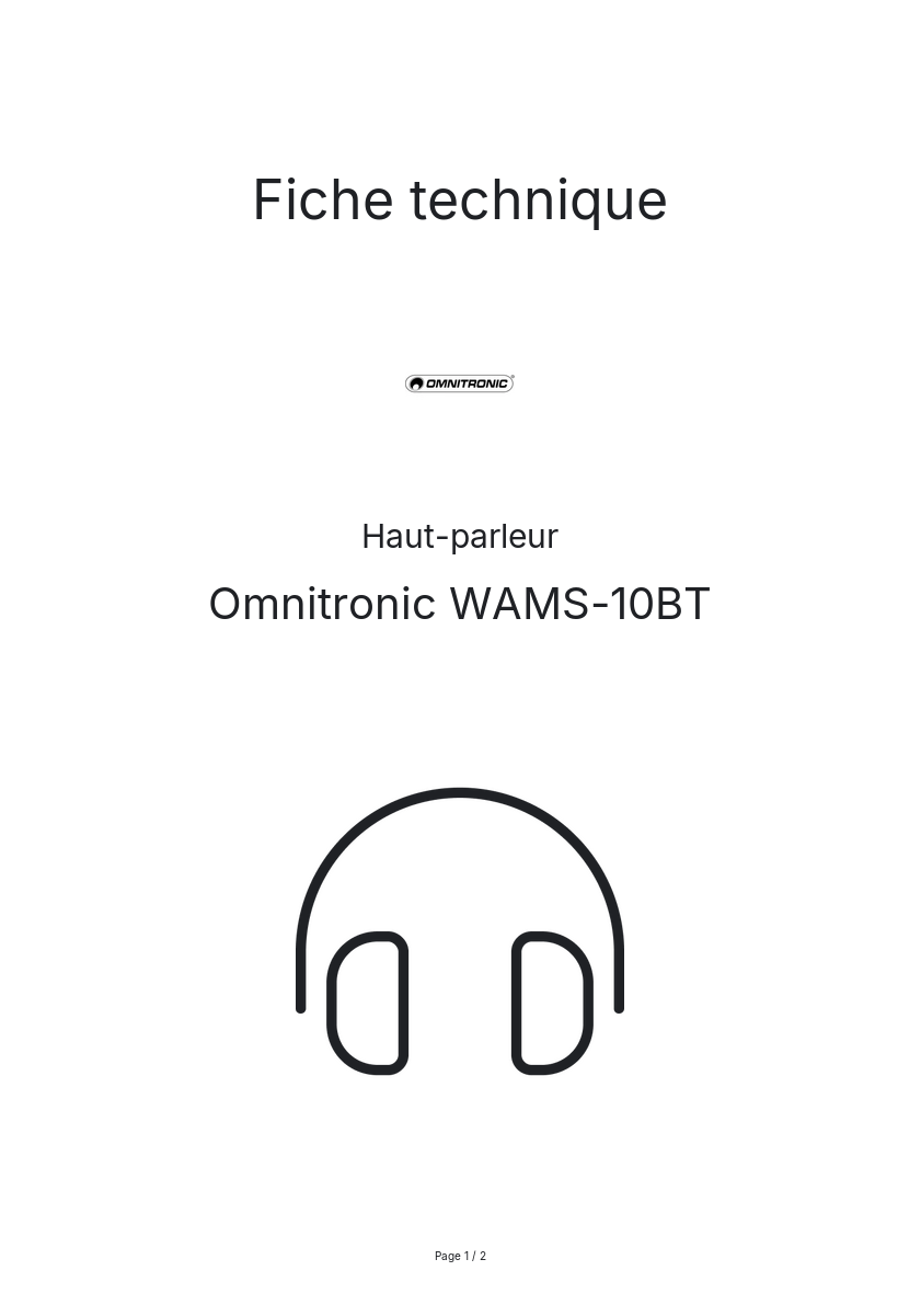 Image de la première page du manuel de l'appareil WAMS-10BT