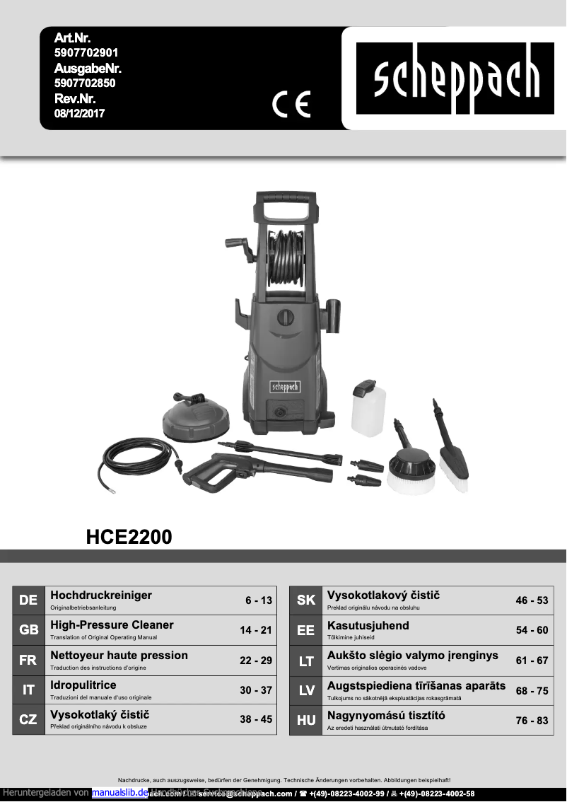 Image de la première page du manuel de l'appareil HCE2200