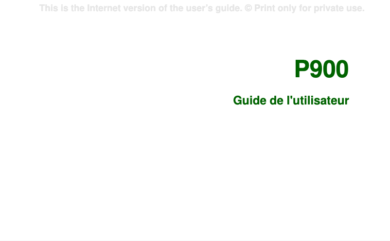 Page n°1 - Manuel utilisateur Sony Ericsson P900