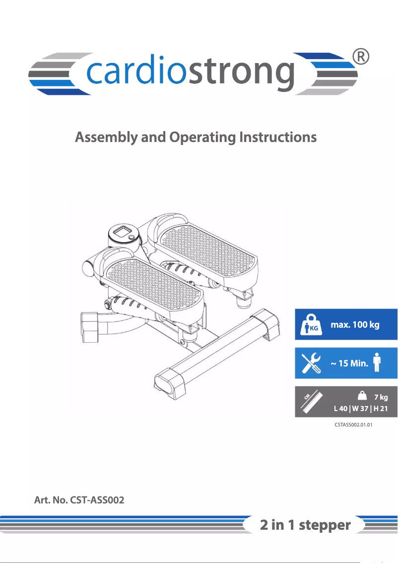 Page n°1 - Manuel utilisateur Cardiostrong 2 in 1 Stepper