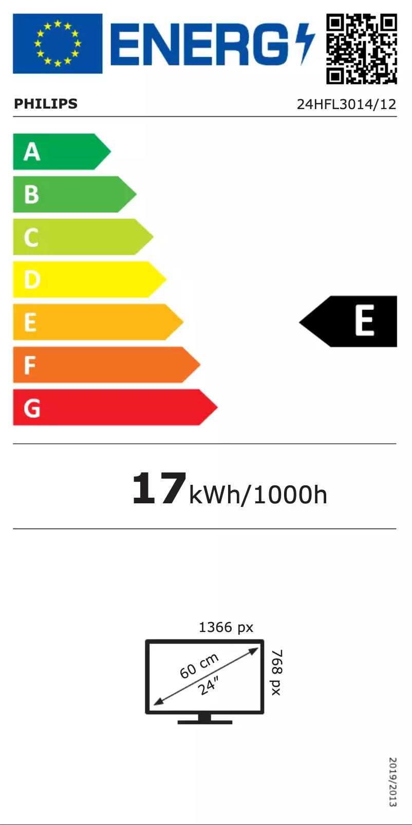 Page n°1 - Label énergétique Philips 24HFL3014