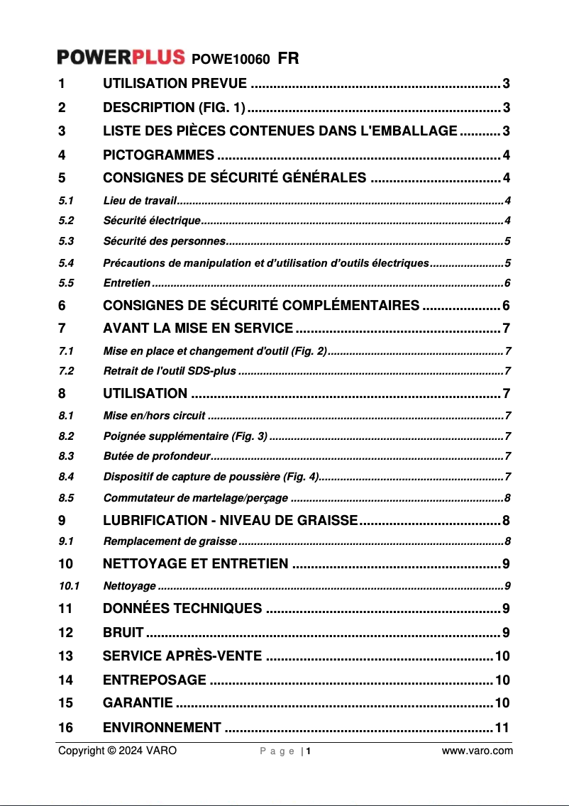 Page 1 de la notice Manuel utilisateur PowerPlus POWE10060