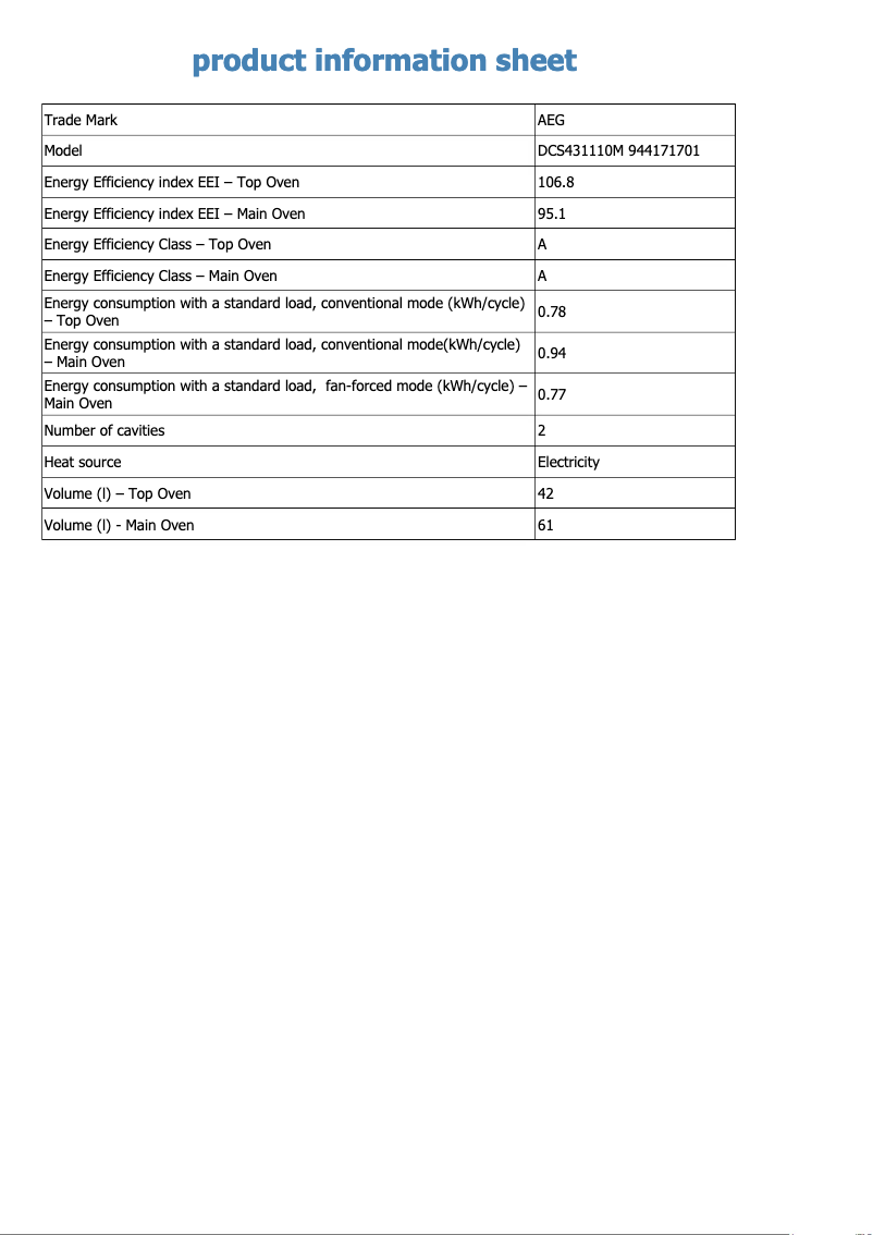 Página 1 del manual Ficha técnica AEG DCS431110M