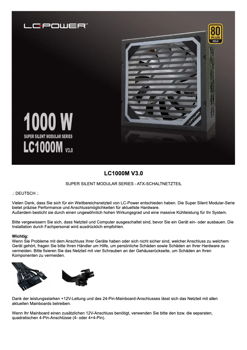 Page n°1 - Manuel utilisateur LC-Power LC1000M V3.0