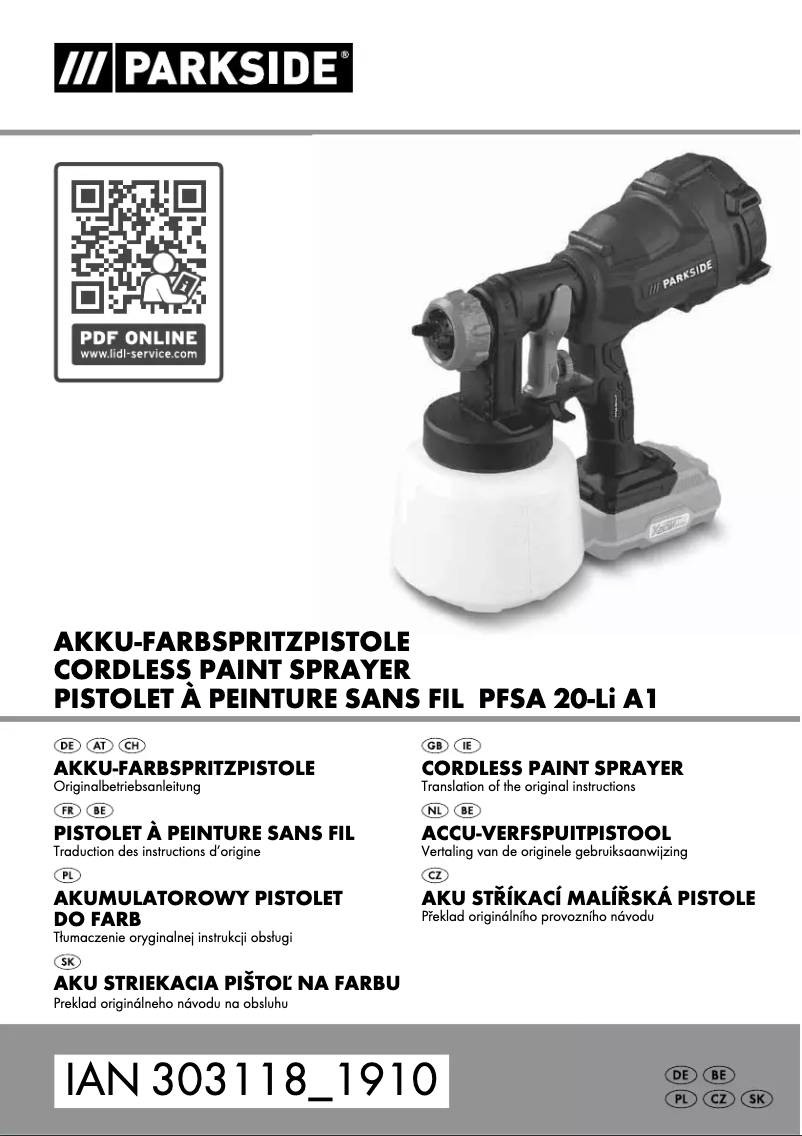 Page 1 de la notice Manuel utilisateur Parkside PFSA 20-Li A1