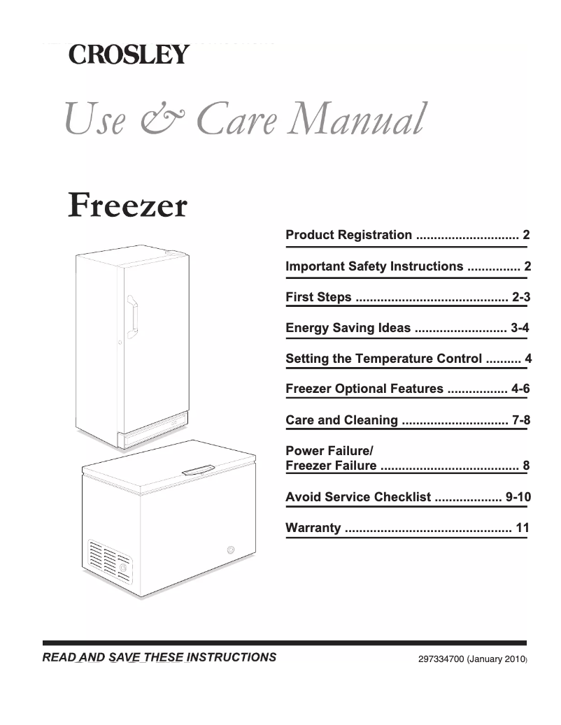 Page 1 de la notice Manuel utilisateur Crosley CFC183QW