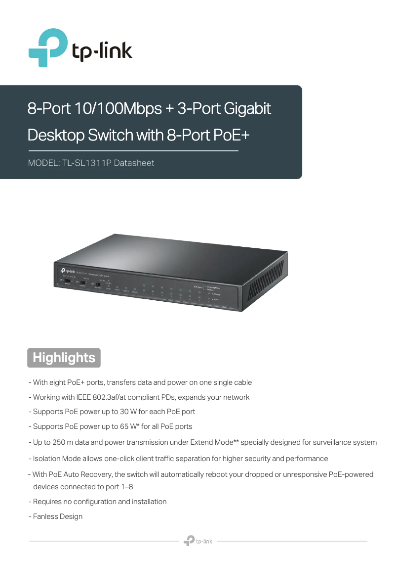Page 1 de la notice Guide d'installation TP-Link TL-SL1311P