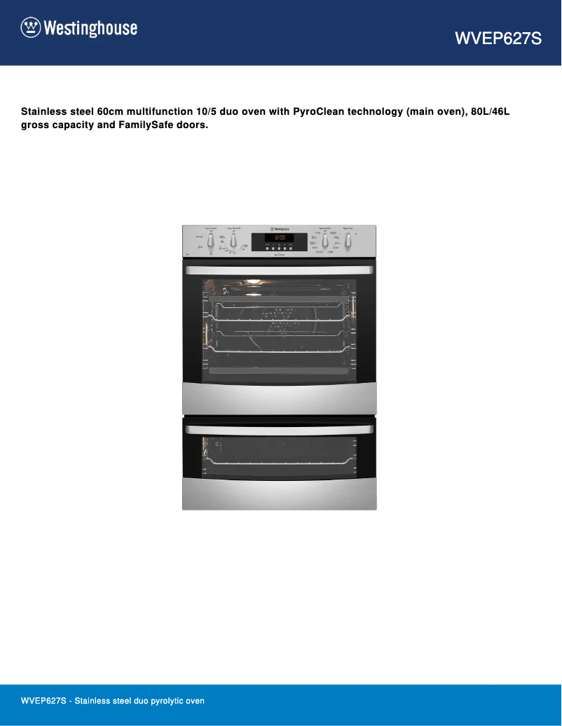 Image de la première page du manuel de l'appareil WVEP627S