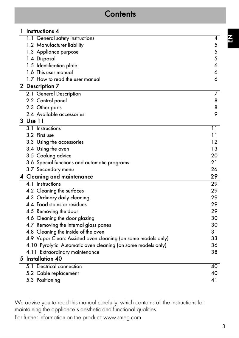 Page 1 de la notice Manuel utilisateur Smeg SFPA6390X