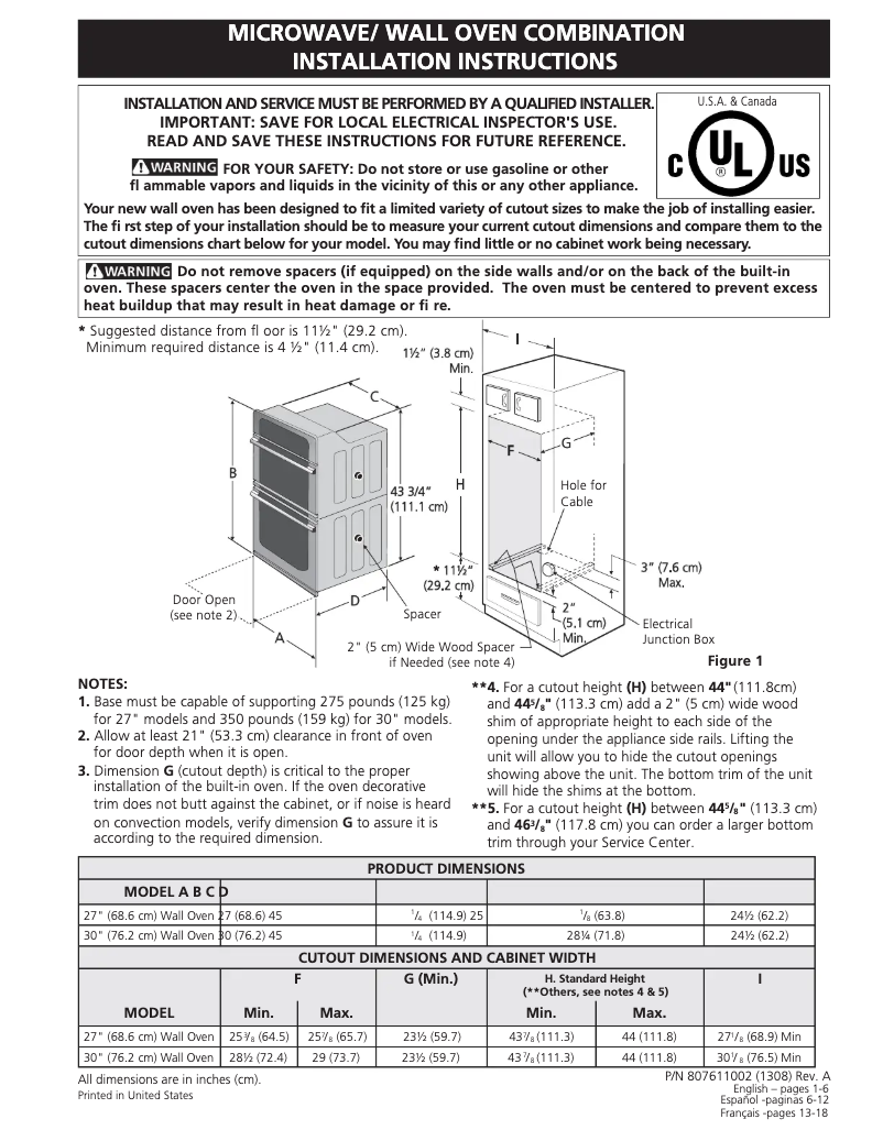 Página 1 del manual Guía de instalación Electrolux E30MC75PPS