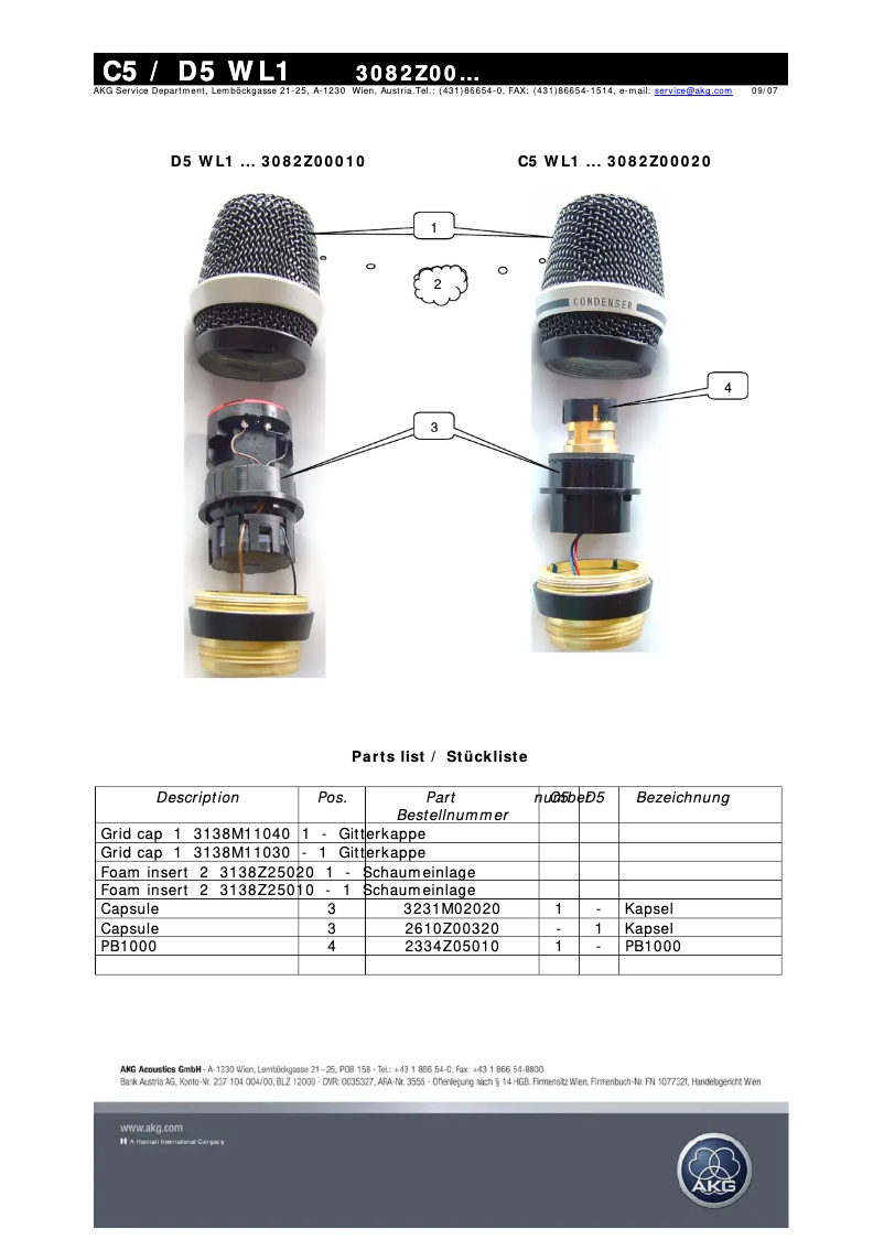 Page n°1 - Manuel utilisateur AKG C5 WL1
