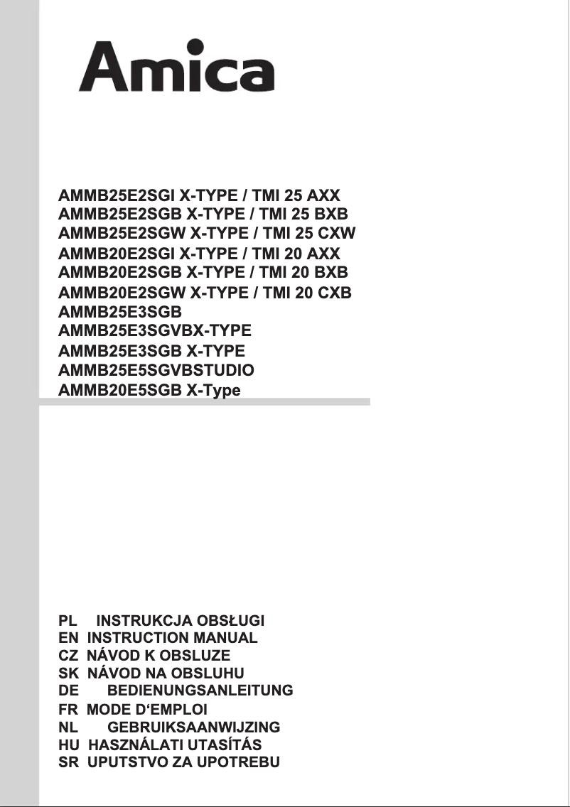 Page 1 de la notice Manuel utilisateur Amica X-Type AMMB20E2SGI