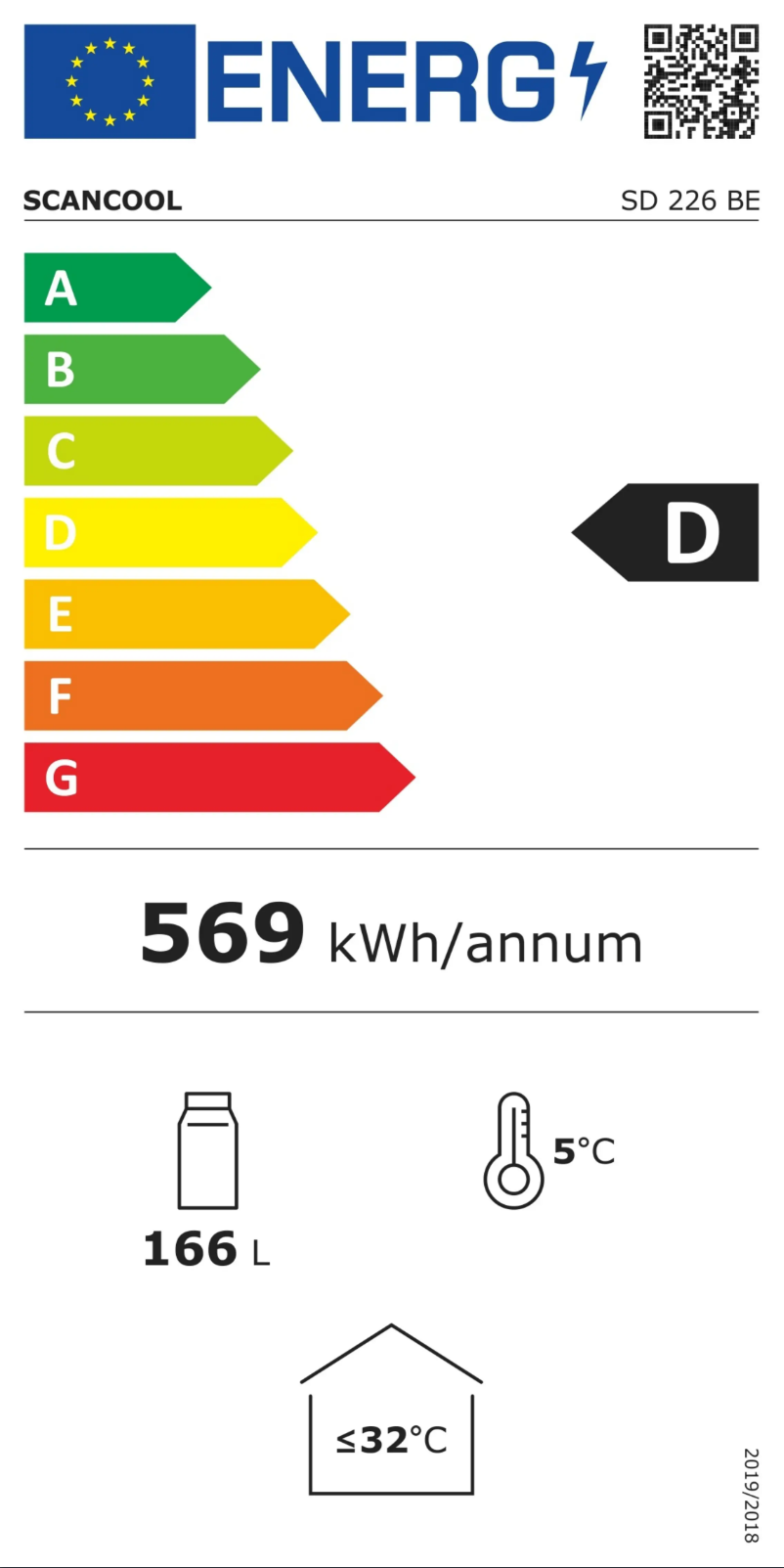 Page 1 de la notice Label énergétique Scancool SD 226 BE