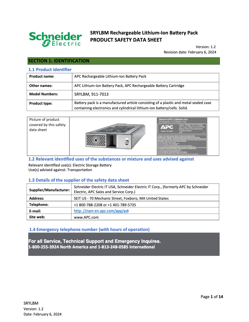 Page 1 de la notice Instructions de sécurité APC Smart-UPS Modular Ultra Accessories SRYLBM