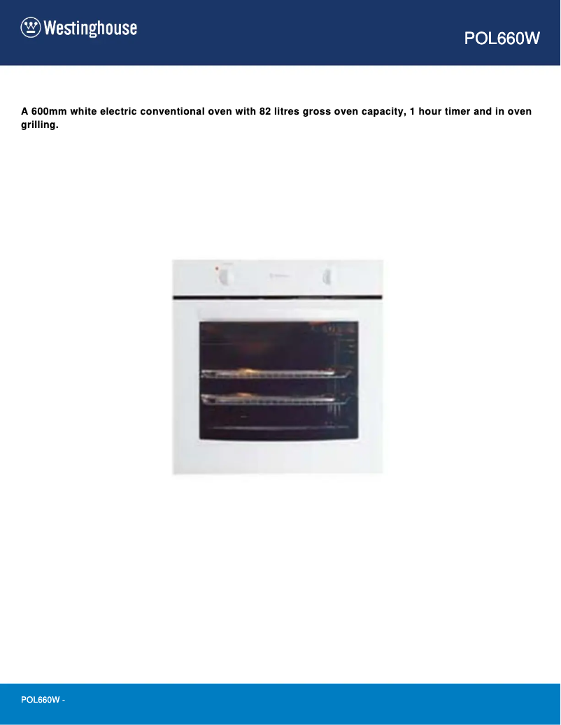 Page n°1 - Fiche technique Westinghouse POL660W