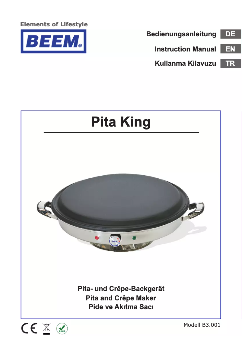 Page 1 de la notice Manuel utilisateur BEEM Pita King B3.001
