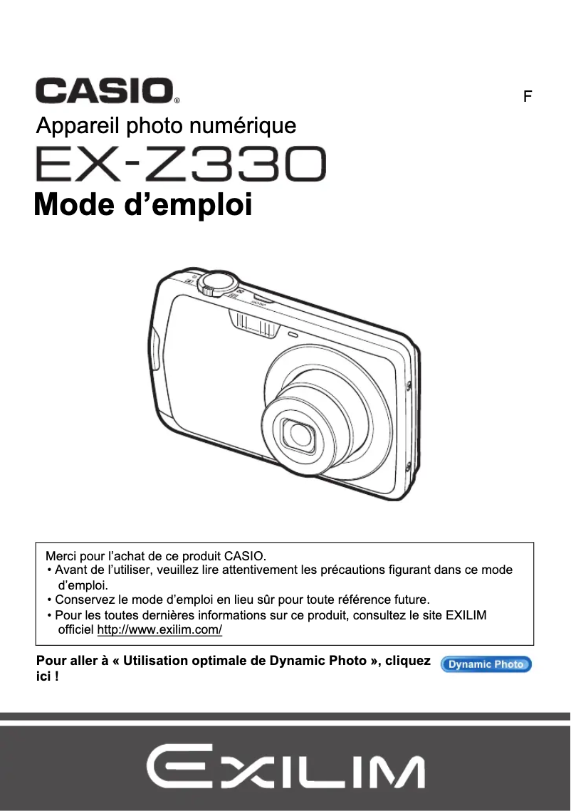 Image de la première page du manuel de l'appareil Exilim EX-Z330