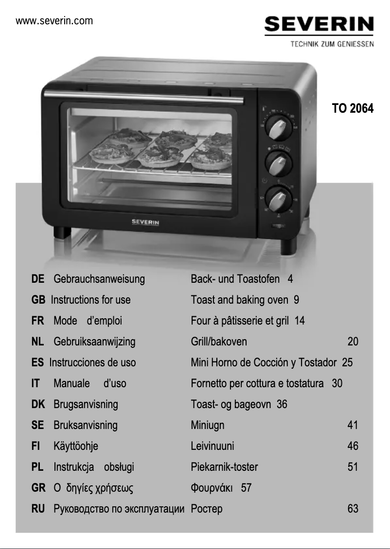 Page n°1 - Manuel utilisateur Severin TO 2064