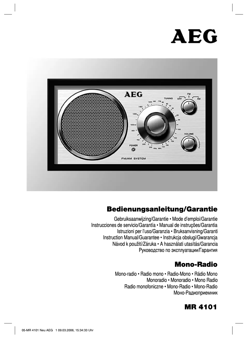 Image de la première page du manuel de l'appareil MR 4101