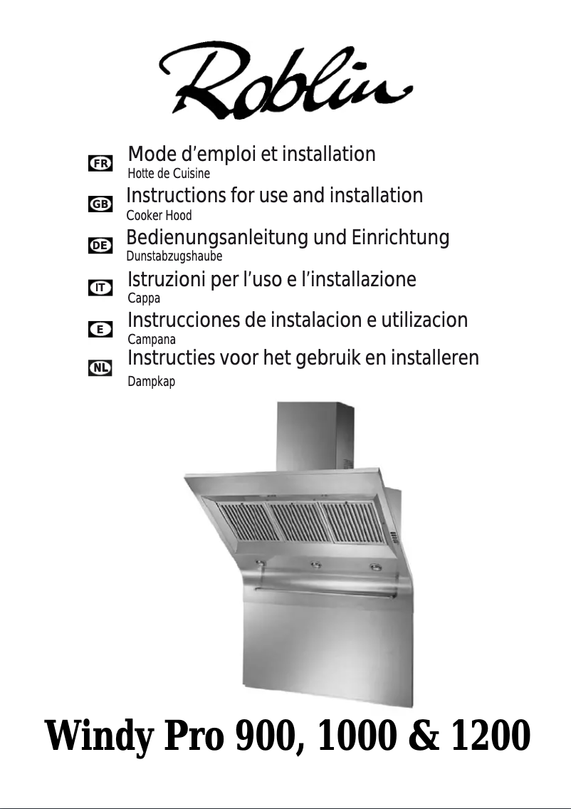Image de la première page du manuel de l'appareil Windy Pro 1200 Murale