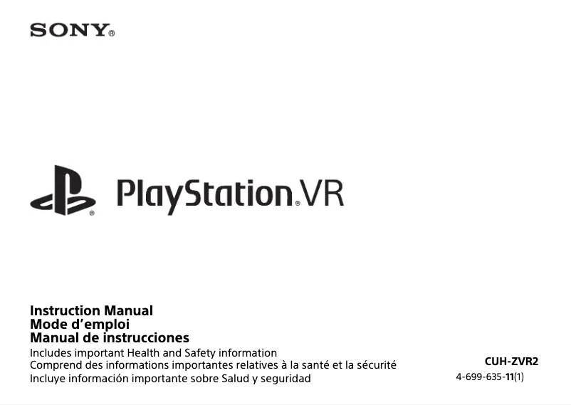 Page 1 de la notice Manuel utilisateur Sony PlayStation VR
