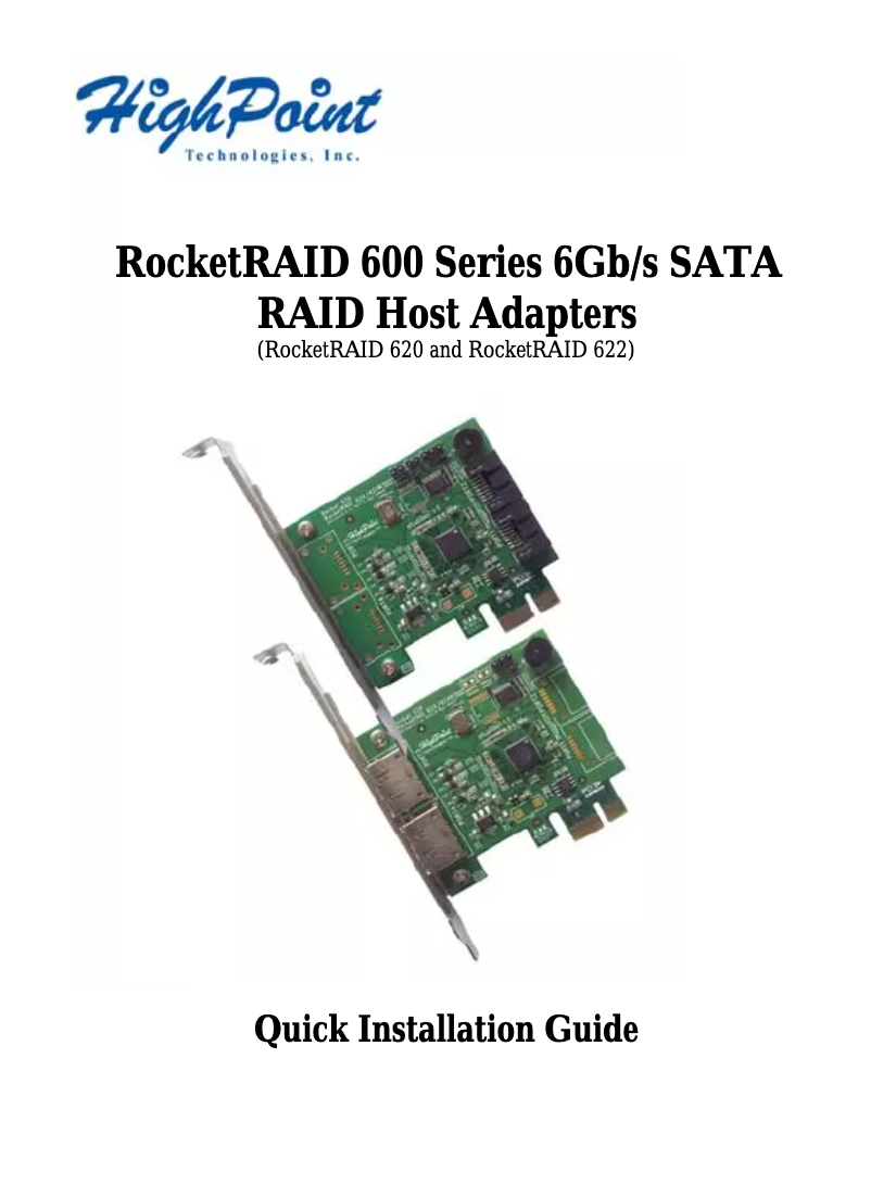 Page n°1 - Manuel utilisateur Highpoint RocketRAID 620