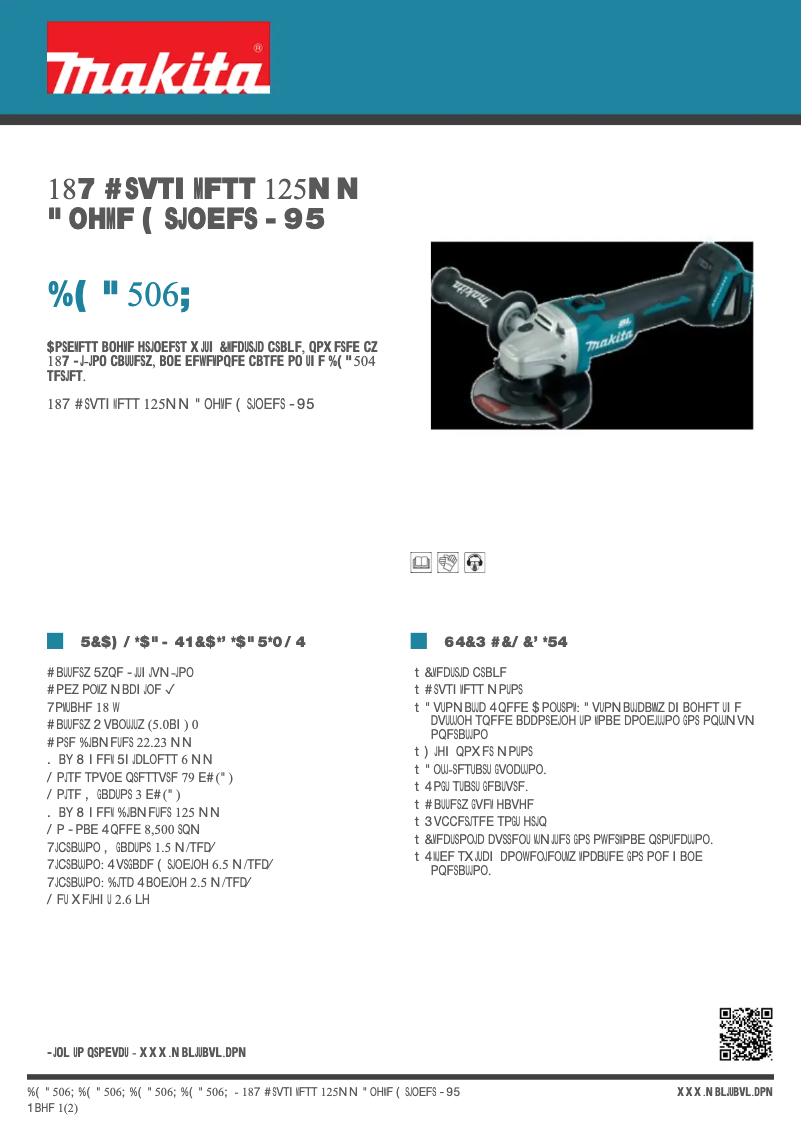 Page 1 de la notice Fiche technique Makita DGA506Z